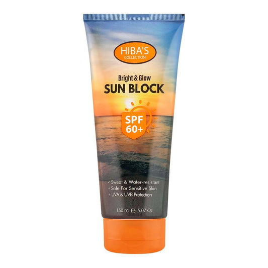 Hiba's Collection Bright & Glow Sun Block SPF 60+  Safe For Sensitive Skin - 100ml